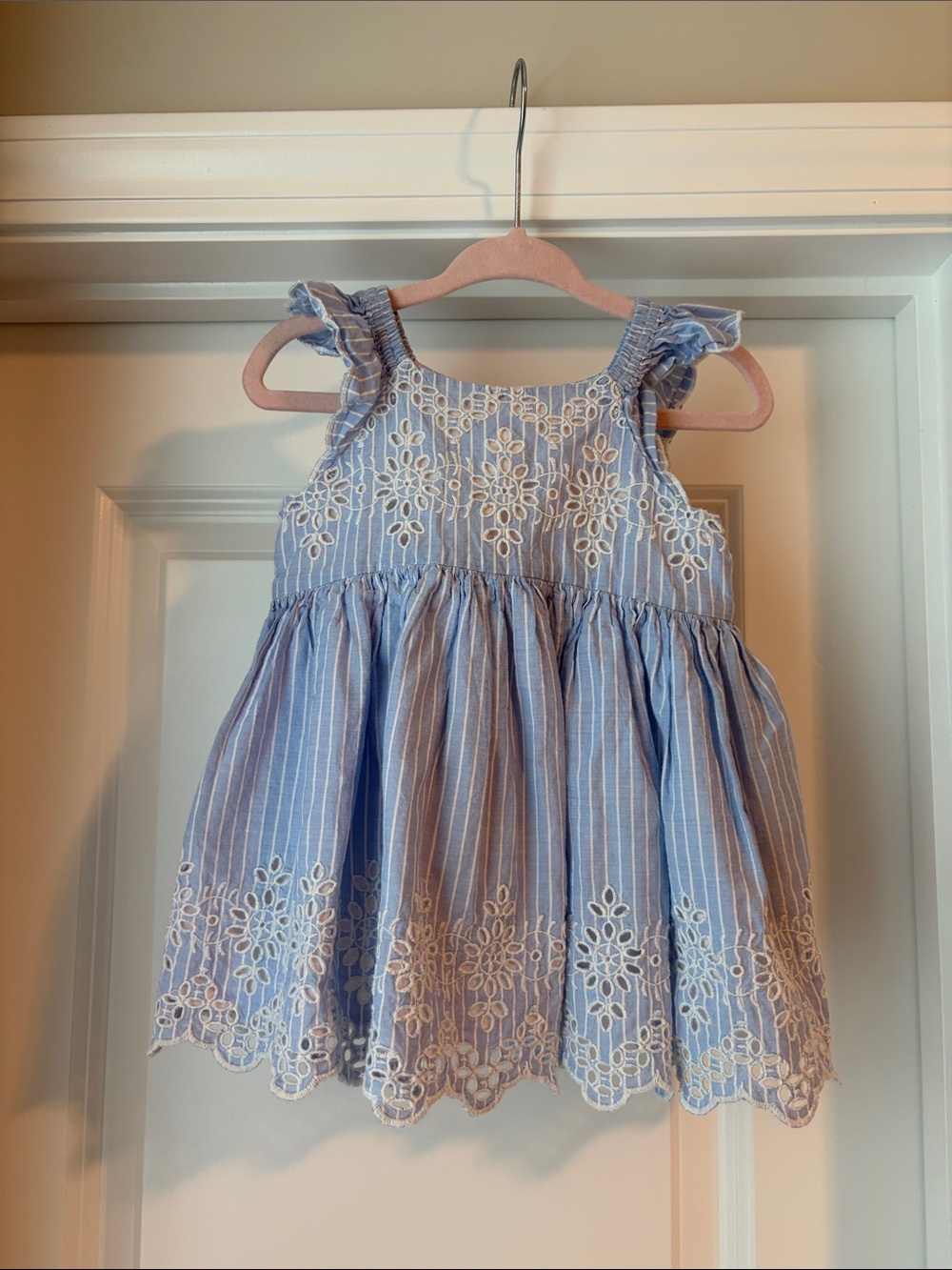 Baby GAP Blue Striped Eyelet Sundress 6-12 mos